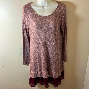 Rachel Kate Burgundy & White Knit Fit and Flare Lace Women's Small Dress